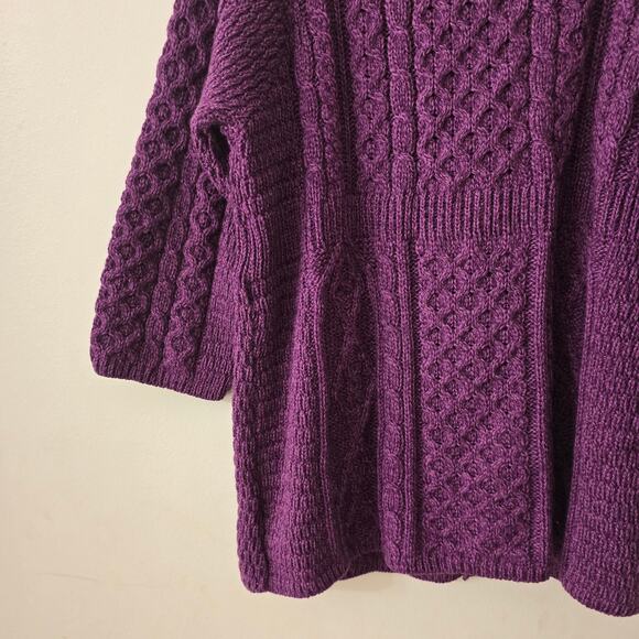 Kilronan Wear 100% Merino Wool Sweater Cardigan Purple Size L Large - Picture 10 of 11